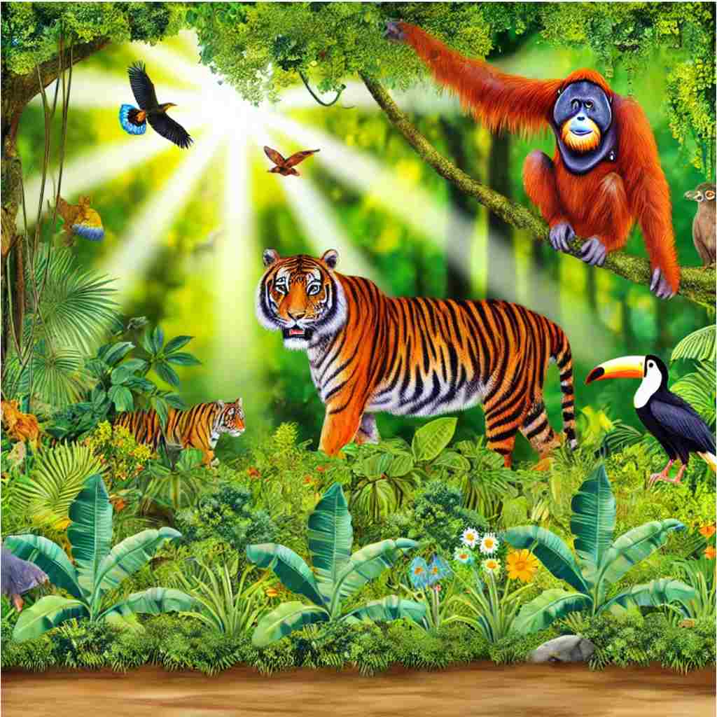 Tropischer Regenwald mit gefährdeten Arten