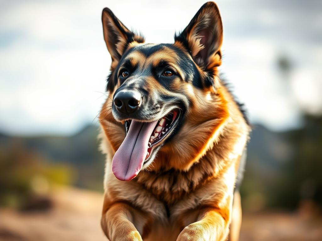 Hund beim Training mit natürlichem Hecheln nach Bewegung Hund beim Training mit natürlichem Hecheln nach Bewegung