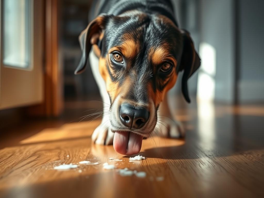 Hund leckt Fußboden sauber Verhaltensauffälligkeiten