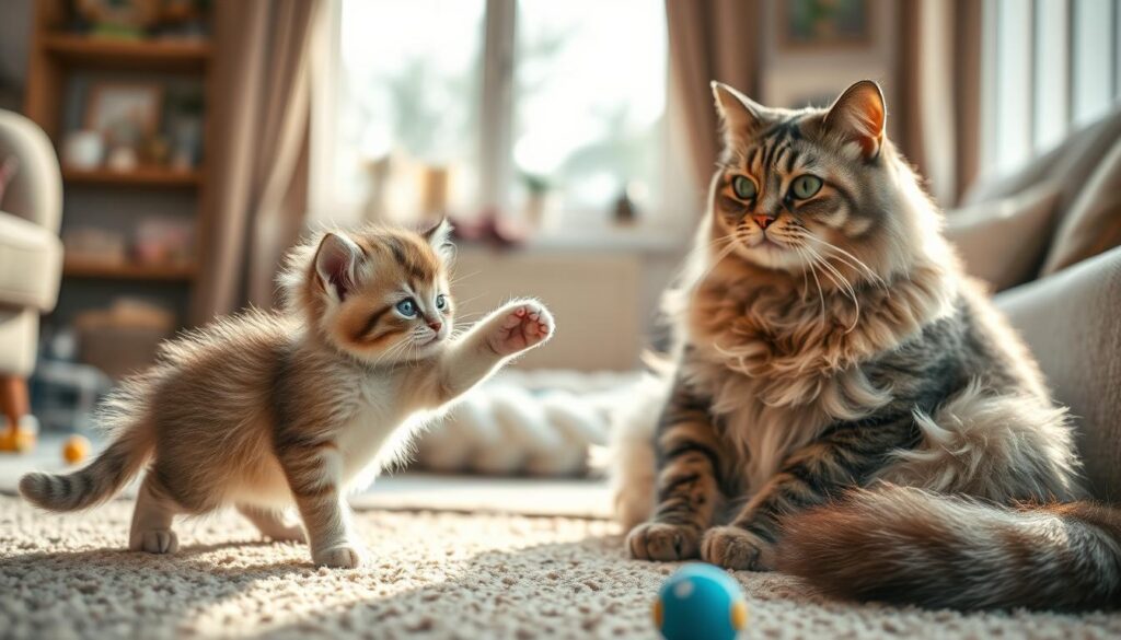 Kitten zu 10-jähriger Katze