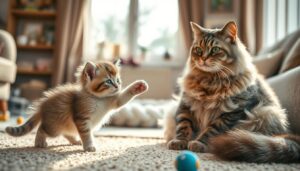 Kitten zu 10-jähriger Katze