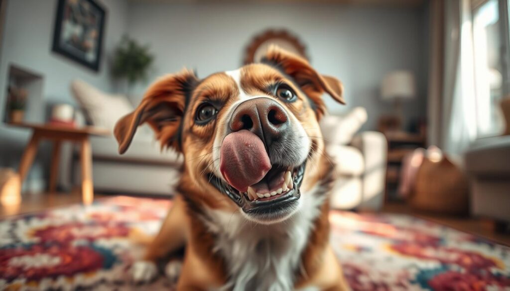 Hund leckt sich ständig die Schnauze