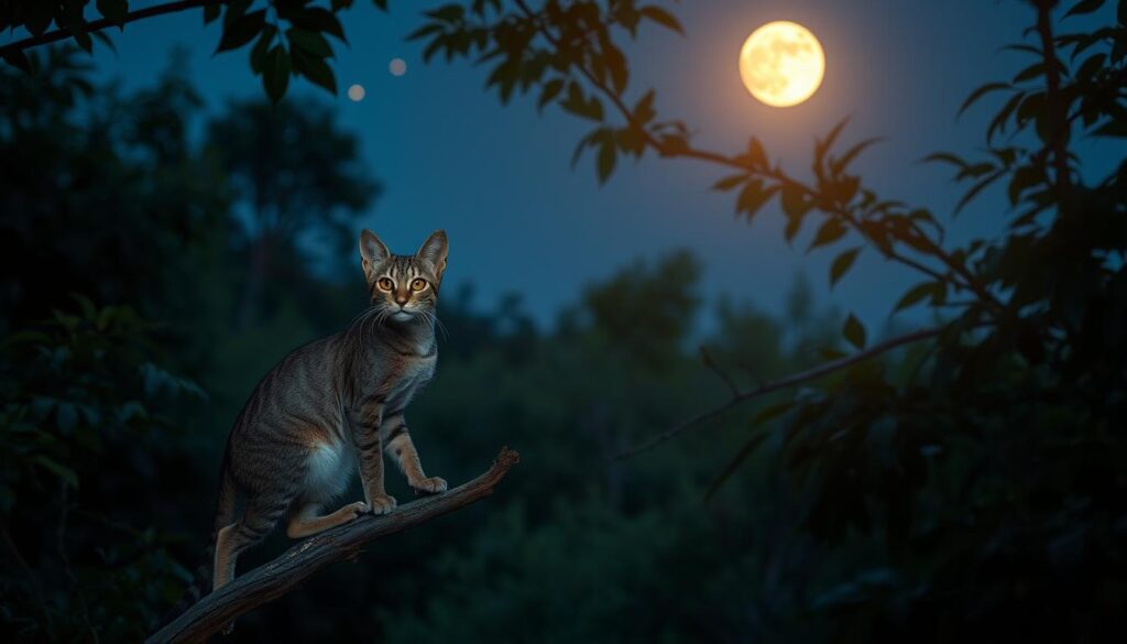 Nachtjagd der Flachkopfkatze Nachtjagd der Flachkopfkatze