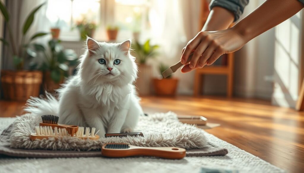 tägliche Fellpflege weiße Katze
